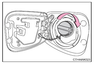 Ouverture du bouchon de réservoir à carburant